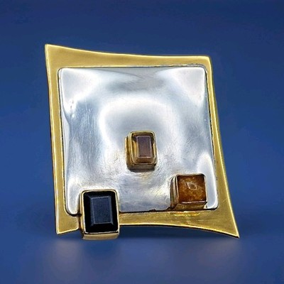 Michele Sonner Michou Brosche Sterlingsilber & goldfarben balinesisches Design