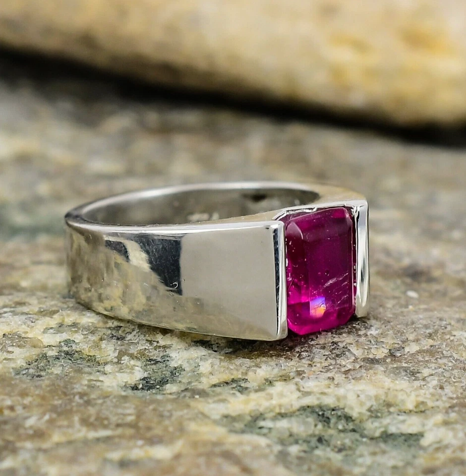 Anillo de topacio rosa genuino anillo de plata de ley 925 para mujer regalo personalizado Foto 3 de 3
