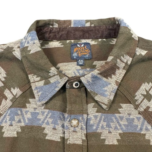 Moonshine Spirits Flannel Pearl Snap Shirt Men's 2XL Western Aztec Brushpopper - Picture 5 of 11