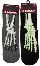 TONY HAWK SKELETON BONES NON SLIP SOCKS SLIPPER 2 PAIRS BLACK GRAY