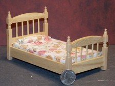 Dollhouse Miniature Oak Single Bed Night Stand /& Chest 1:12 one inch scale E11