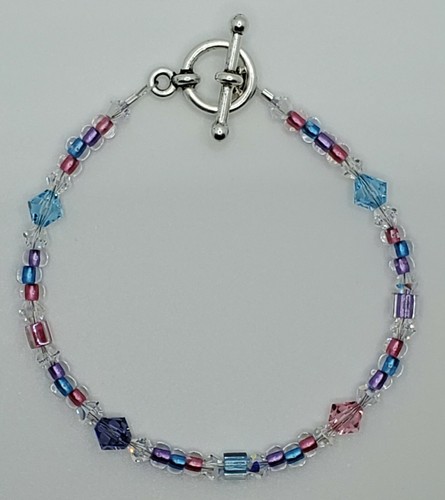 Metallic Aqua Rose Tanzanite Austrian Crystal Bracelet - Picture 5 of 6