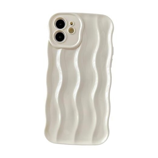 Caseative for iPhone 12 Case,Water Ripple Pattern Curly Wave Frame Soft White