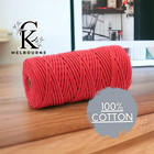 3MM macrame Braided cord, RED, 100m Cotton Rope Yarn Craft Supplies Melbourne