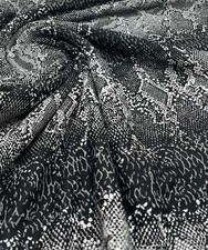 Black Grey Snake Print Viscose Elastane Fabric