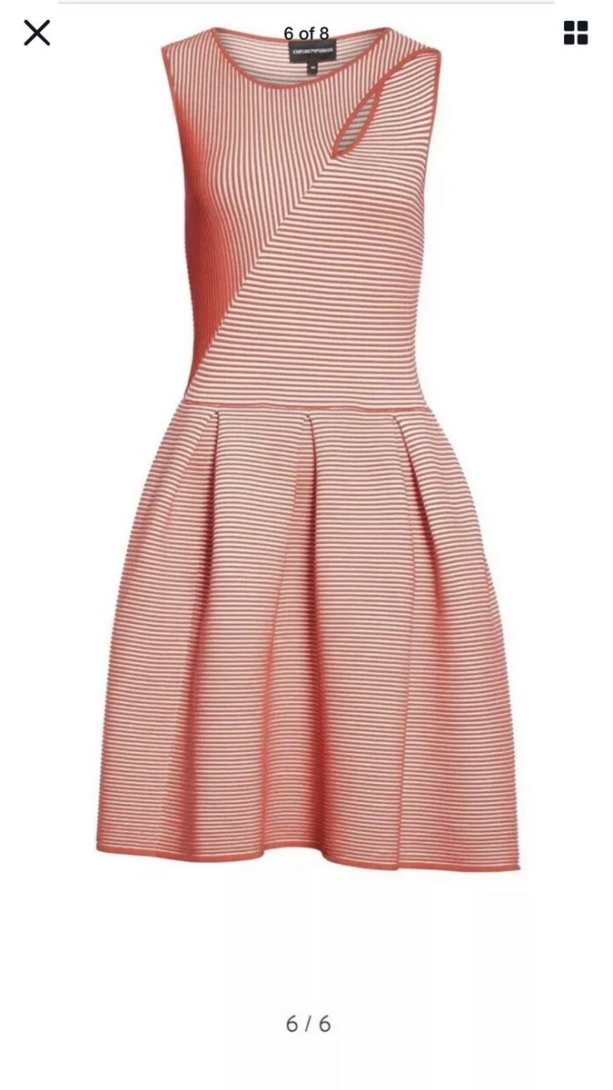 NWT Emporio Armani Stripe Knit Red /White Dress Size 44 Retail  