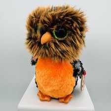 TY Beanie Boos MIDNIGHT the Orange & Green Owl (Glitter Eyes) 6 inch