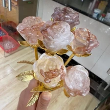 20cm natural crystal red gum flower Single head rose Decor heal Gift 1pc