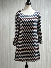 Speechless Shift Dress Womens Medium Above Knee Zigzag Pattern