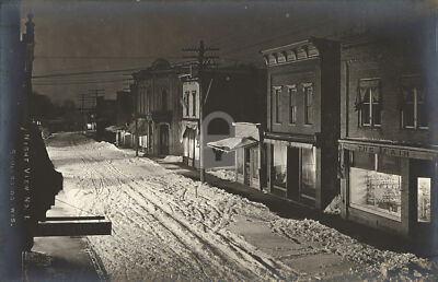 #ad Night view Shullsburg WI Wisconsin 1908 RPPC Photo Postcard Copy $4.95