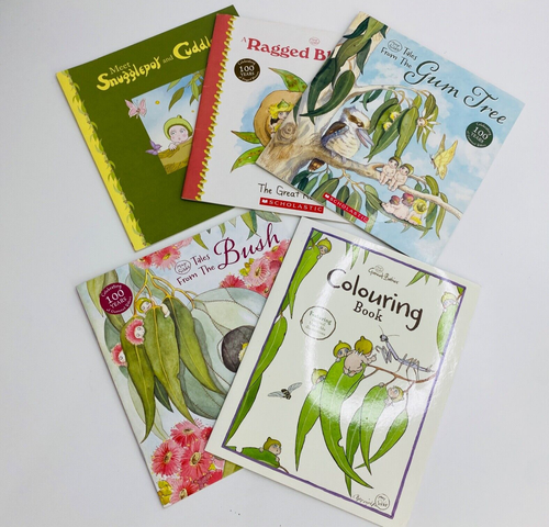 x5 May Gibbs Snugglepot & Cuddlepie Books Lot Colouring Book Gumnut Babies PB