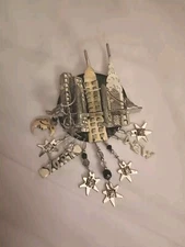 Lunch At The Ritz NEW YORK CITY LIGHTS SKYLINE BRIDGE Pin Brooch Pendant