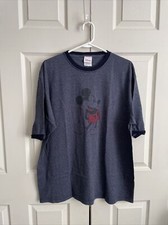 Disney Store Mickey Mouse Graphic Ringer Tshirt Blue Sz Large