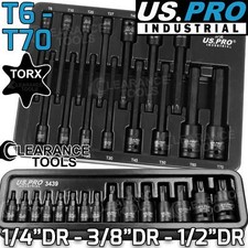 US PRO INDUSTRIAL IMPACT TORX BIT SOCKET SET T6 - T70 SHORT & LONG TORX BITS