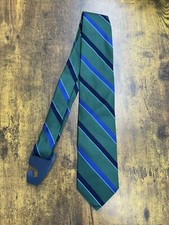 Brooks Brothers Green Tie With Navy  Blue Stripes 100 Silk Men's Necktie 58"