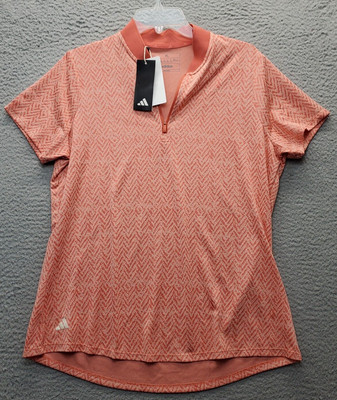 Adidas Golf Polo Shirt Women's XL Multi Stretch Chevron Collar Quarter Zip NEW