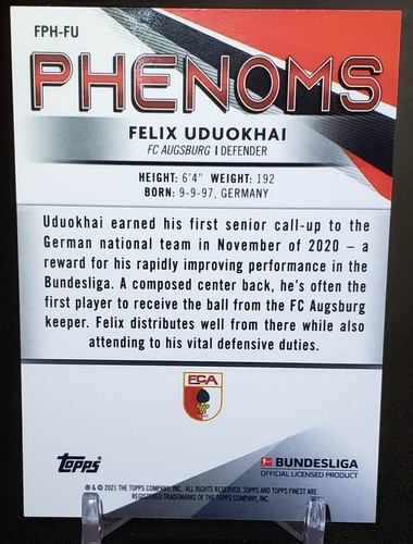 2020-21 Finest Bundesliga FELIX UDUOKHAI Phenoms Refractor #FPH-FU - Picture 2 of 2