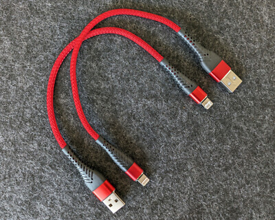 2x Ladekabel Datenkabel USB-A auf 8-pin 20cm kurz  rot für iPhone iPod iPad
