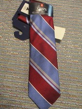 Chaps 100 Silk WIne Burlington Bar Stretch Collar Classic Neck Tie SR 38NEW