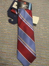 Chaps 100% Silk WIne Burlington Bar Stretch Collar Classic Neck Tie SR$38NEW    