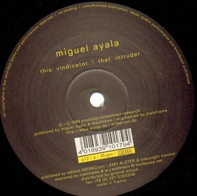 Miguel Ayala Vindicator / Intruder Vinyl Single 12inch NEAR MINT Precision Br