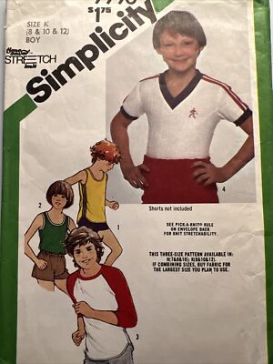 Vintage Simplicity Pattern 9996 Boys Size 8 10 12 Tank and T Shirts Retro Shirt
