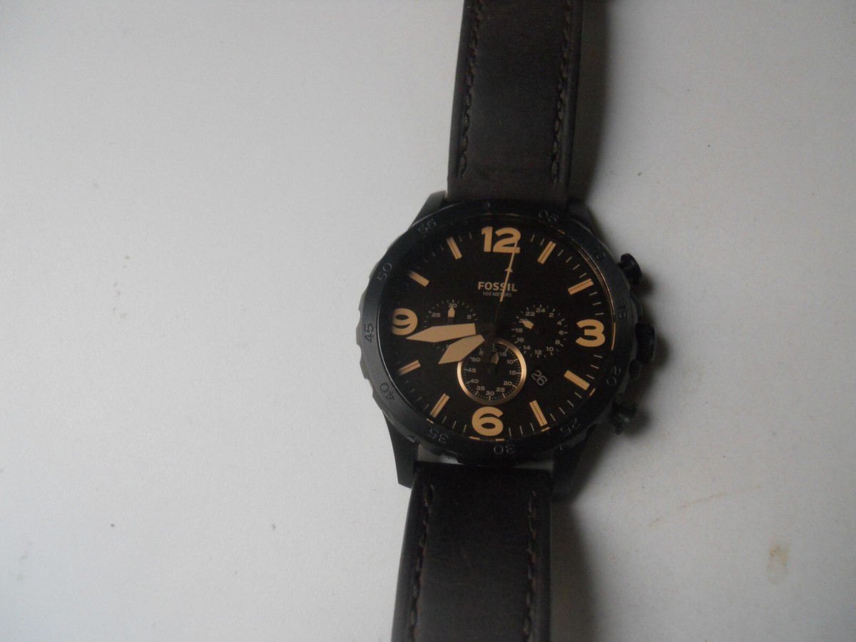 Fossil JR1487 Nate Chronograph Men's Brown Leather Analog Dial