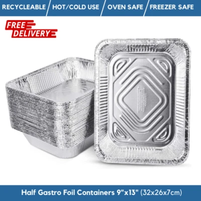 Disposable Aluminium Foil Baking Roasting Cooking Trays 32x26cm 10 Pack