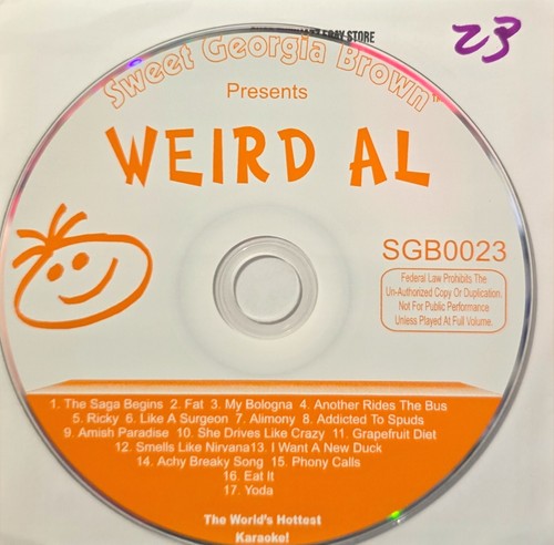 WEIRD AL                  Sweet Georgia Brown Karaoke CDG