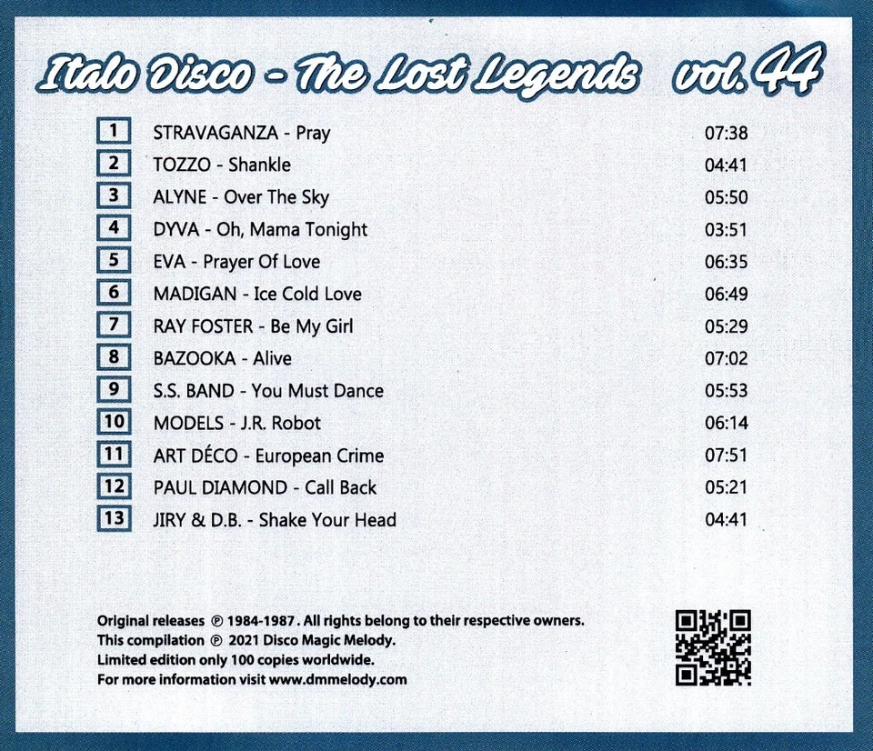 Italo Disco - The Lost Legends Vol. 44, Limited Edition, CD RAR !!! - Bild 2 von 3
