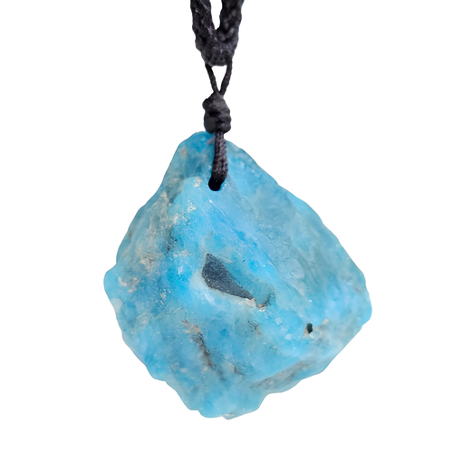 Apatite Crystal Blue Pendant Necklace Raw Stone Dream Gemstone Jewellery & Box - Picture 10 of 21