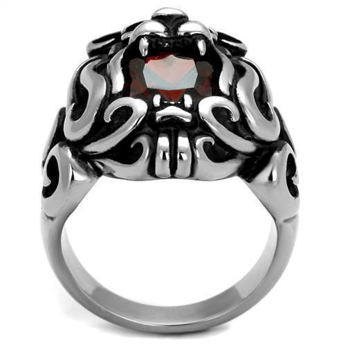 Edelstahl Löwenkopf dunkelrot CZ Ring Gr. 8-13 - Bild 3 von 4