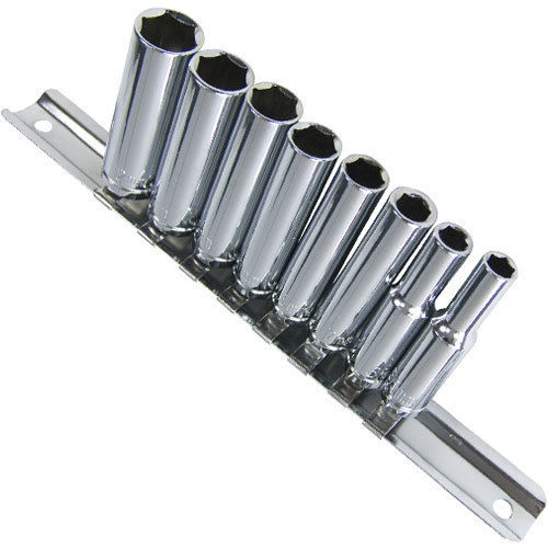 Qualität 9 Stück Verchromt 1/4" TIEF Profi STECKSCHLÜSSELSET Mechaniker Zum Selbermachen - Bild 1 von 3