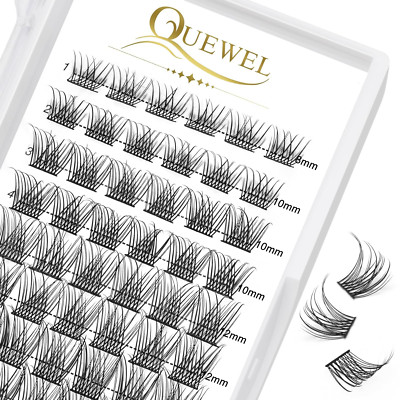 QUEWEL Einzelne Wimpern Cluster Lashes Natürlich D Curl MIX8-16 Segmente Breit F