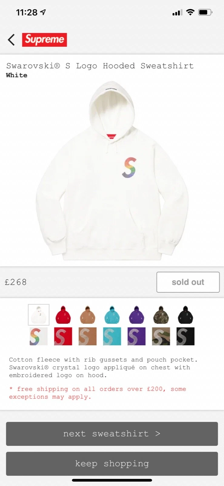 Sweat à capuche Swarovski® Logo S   Blanc   Large 