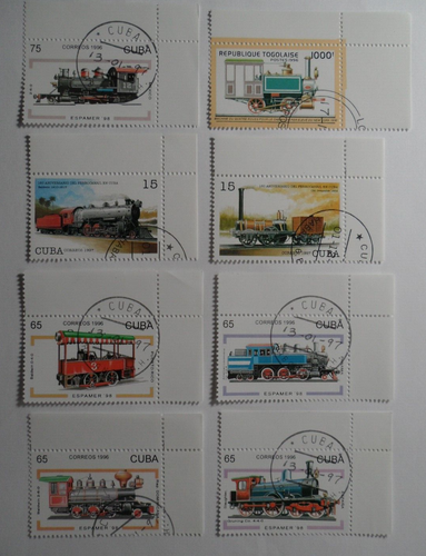 STAMPMART : NORTH AMERICA 1996 TRAIN RAILWAY & LOCOMOTIVE 8v CTO STAMPS SET