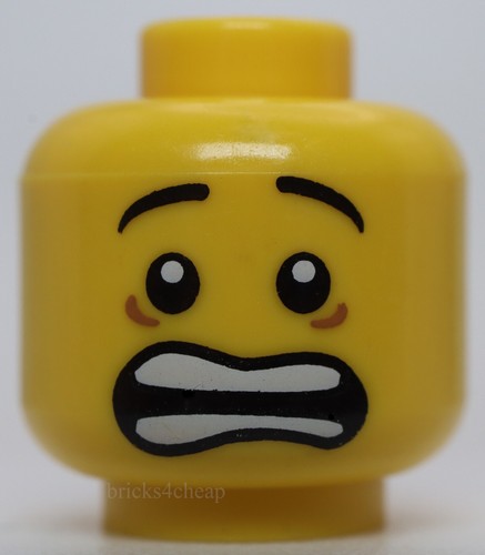Lego Head Mouth Open Scared White Pupils and Raised Eyebrows Pattern - 第 1/1 張圖片