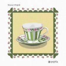 Teacup Striped Needlepoint Kit or Canvas