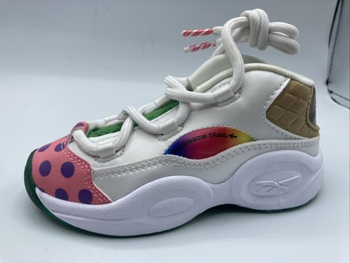 Reebok Neonati Iverson Question Mid X CandyLand Pallacanestro H05605 Bianco/Verde - Foto 3 di 12