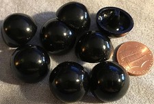 8 High Dome Shiny Black Plastic Shank Buttons 19mm 3/4" 8282