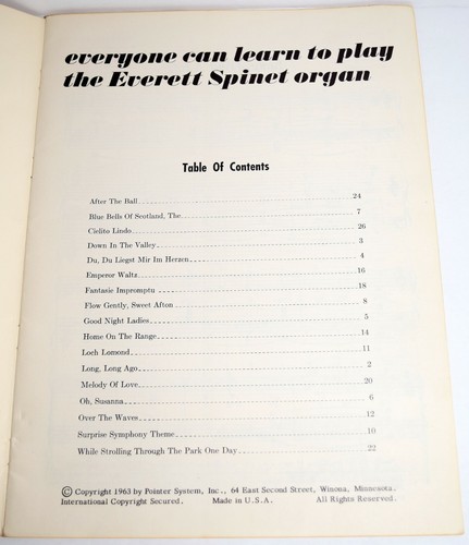 Everyone Can Learn To Play The Everett Spinet Organ: 26 Pages Sheet Music © 1963 - Picture 2 of 8