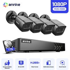 ANNKE 8CH 3K Lite DVR 1TB 1080P Video CCTV Security Camera System IR Night IP67