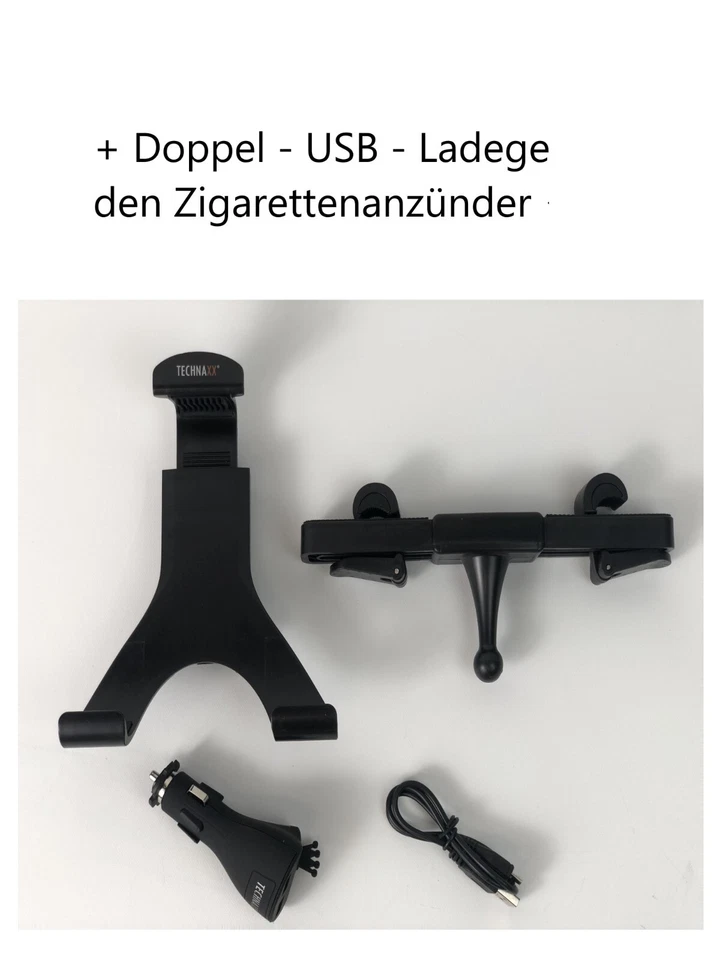 Tablet Halterung Auto Kfz Universal Rücksitz Kopfstützen iPad + Doppel - USB - Bild 2 von 4