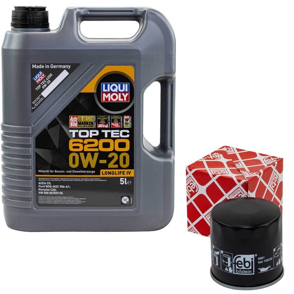 MotoröL Set 0W-20 5 Liter + ÖLfilter 108330 FüR Audi A1 A3 A5 Seat Skoda VW Golf-image