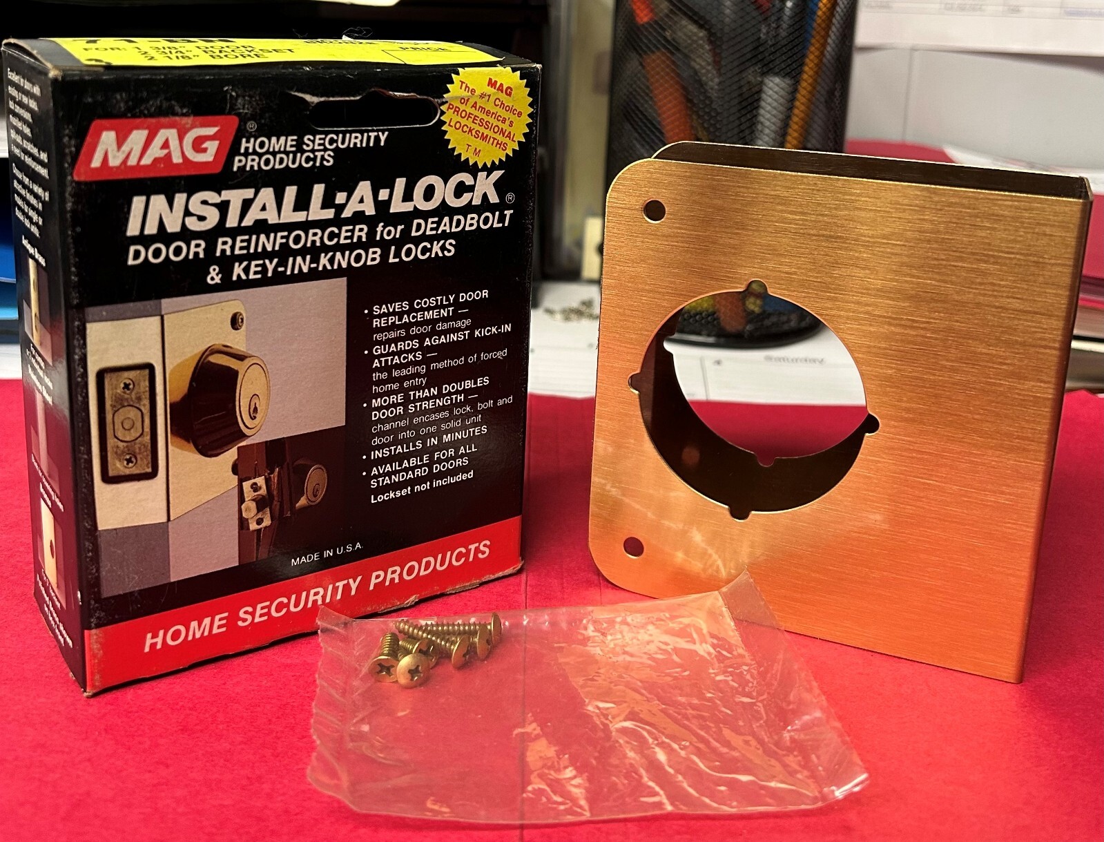 MAG Install-a-Lock Door Reinforcer for Deadbolt & Key-In-Knob Locks 71-BN Security Upgrade