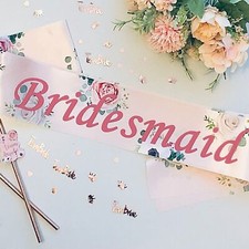 HEN PARTY SASHES TEAM BRIDE CLASSY FLORAL ROSE GOLD NIGHT DO ACCESSORIES SASH