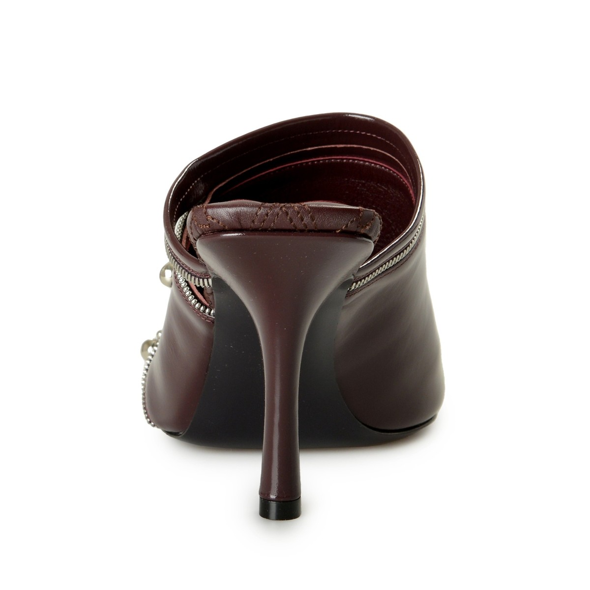 サンダル・ミュール BURBERRY Black Leather Peep Mules Burberry Peep 85mm Leather Slip-On Sandals, Brand Size 38