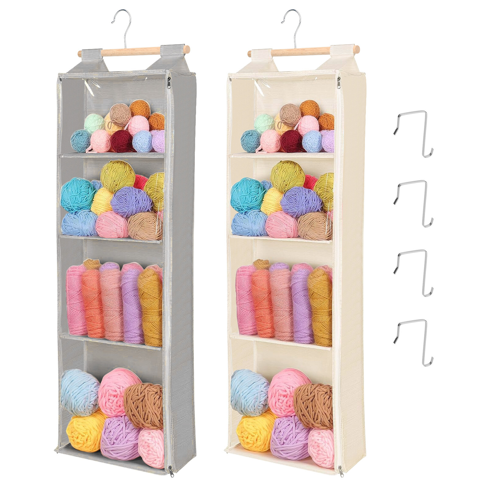 Hanging Yarn Storage Organizer, Large Capacity Clear Crochet Knitting Bag Holder