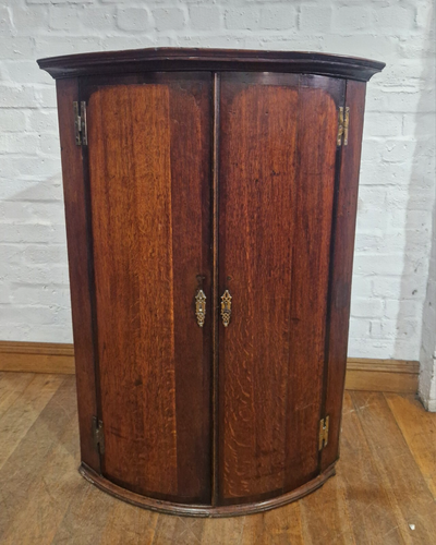 Antique Large wall mounted oak double door corner wall cupboard / cabinet - Picture 3 of 13