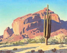 Maynard Dixon Red Rock Mountain and Cactus 1945 Arizona Fine Art Print 17" x 22"